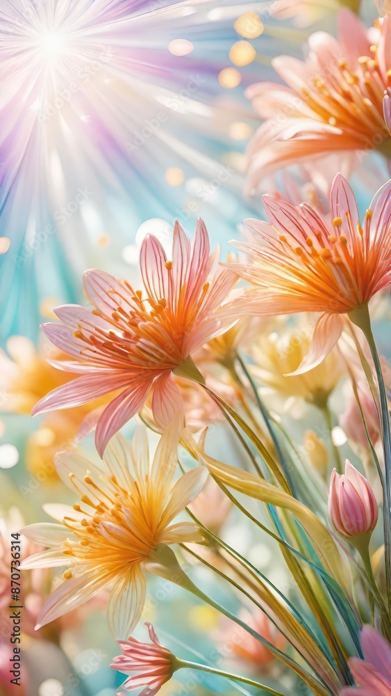 Obraz premium colorful flowers, flower bouquet, floral art, digital painting