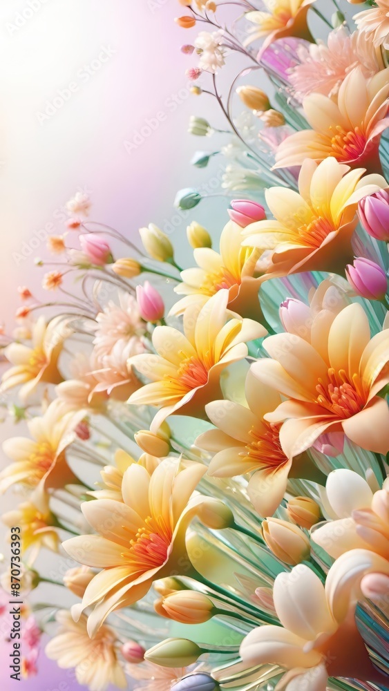 Fototapeta premium colorful flowers, flower bouquet, floral art, digital painting