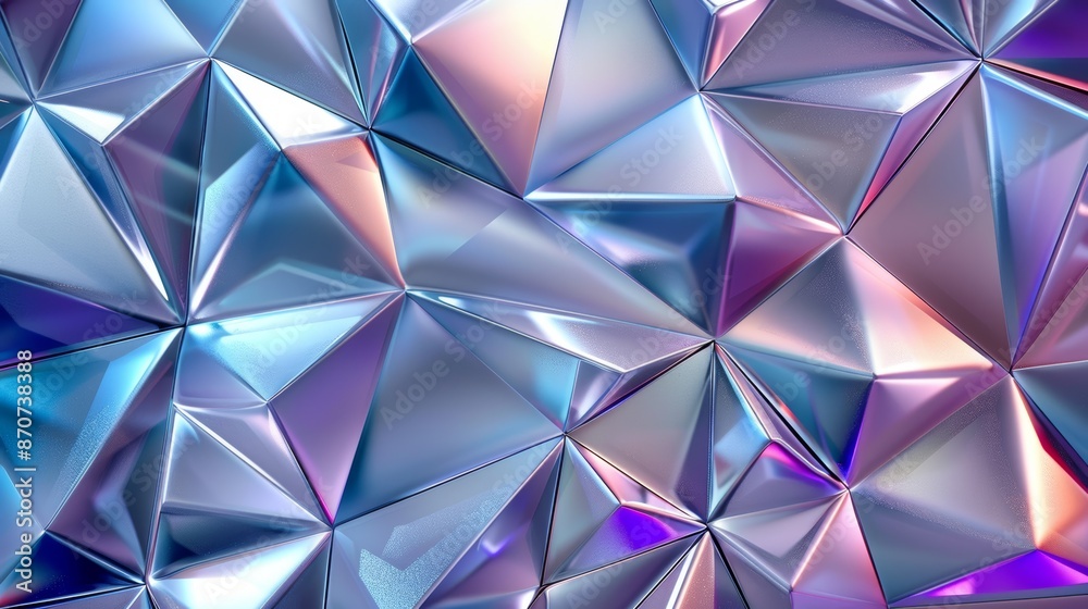 Abstract geometric background with iridescent blue and purple triangles. Abstract geometric background with iridescent blue and purple triangles.