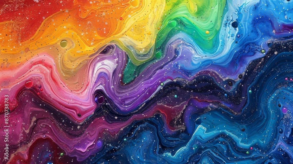 Abstract rainbow liquid art with swirling colors and glitter. Photogenic background with vibrant colors. Abstract rainbow liquid art with swirling colors and glitter. Photogenic background with vibrant colors.