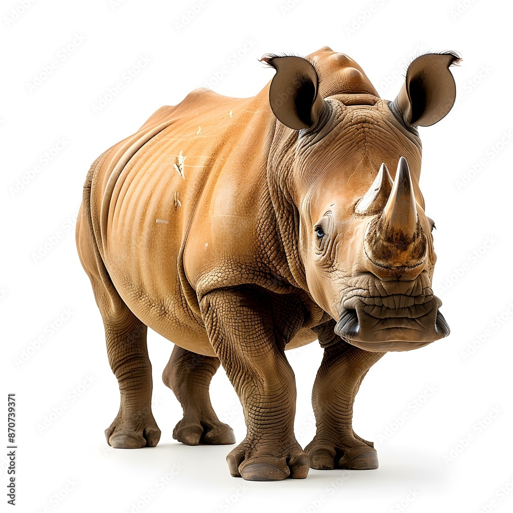 Fototapeta premium A rhinoceros stands on a white background