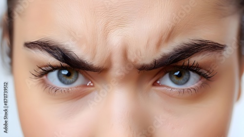 furrowed brow isolated on white background genrated by AI.