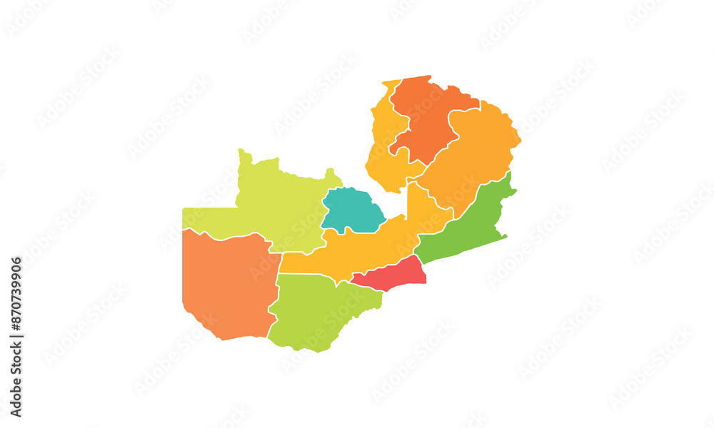 Obraz premium Map of Zambia isolated modern colorful style. for website layouts, background, education, precise, customizable, Travel worldwide, map silhouette backdrop, earth geography, political, reports. 