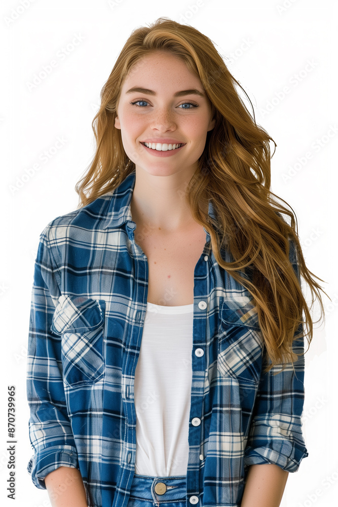 Smiling Woman in Plaid Smiling Woman in Plaid