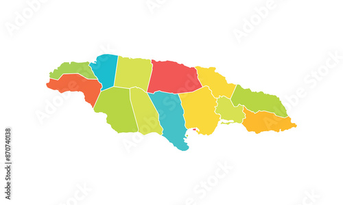 Map of Jamaica isolated modern colorful style. for website layouts, background, education, precise, customizable, Travel worldwide, map silhouette backdrop, earth geography, political, reports. 