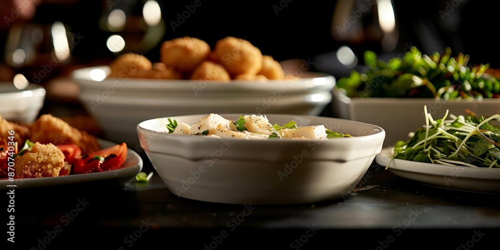 Chef presenting a cooking class, demonstrating techniques to a group of students, highlighting education and skill sharing Chef presenting a cooking class, demonstrating techniques to a group of students, highlighting education and skill sharing
