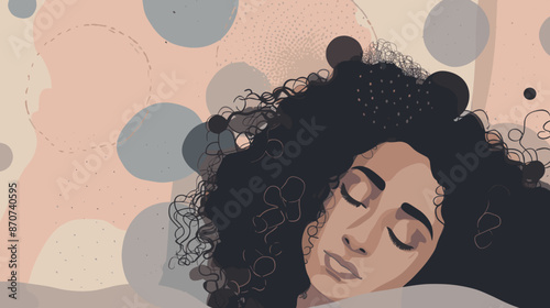 Sleeping black woman with pastel background copy space, lullaby relaxing concept 