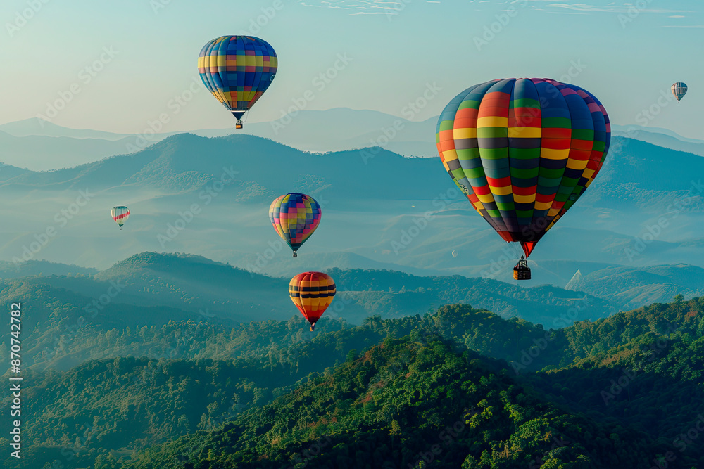 Fototapeta premium hot air balloon festival flying over the desert