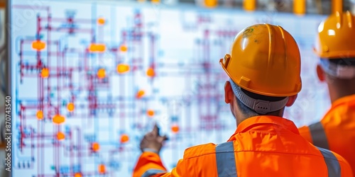 Civil engineer coordinating a multisite project, with various construction sites displayed on multiple screens, illustrating complex project management photo