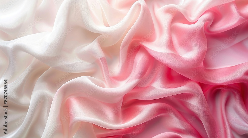Fototapeta premium Soft, Draped Pink and White Silk Fabric