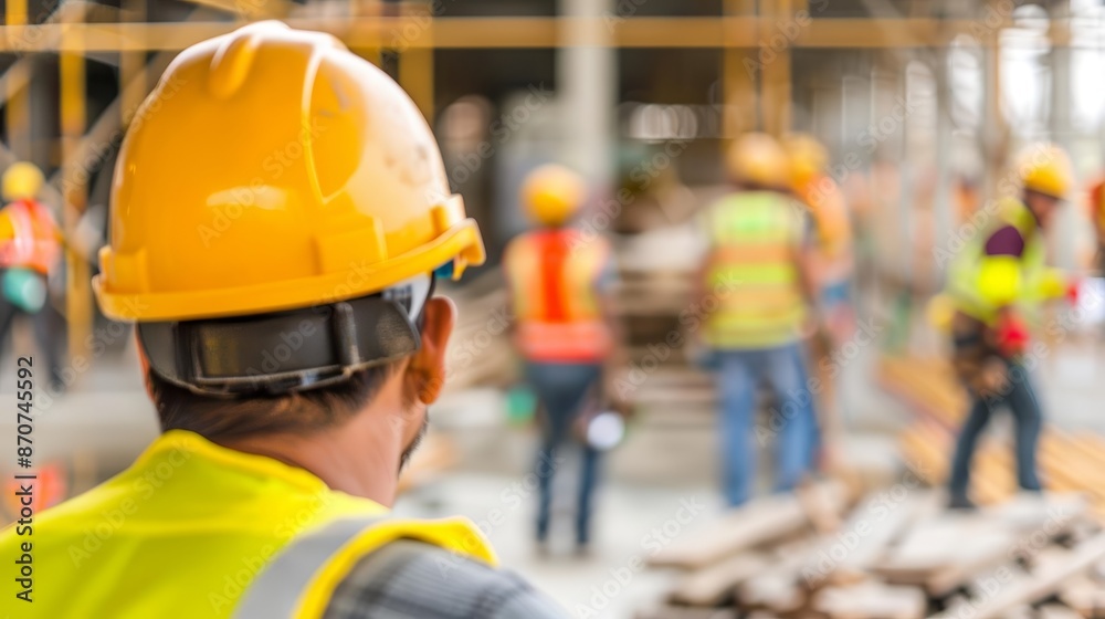 Civil engineer leading a site safety training, workers in safety gear gathered around, emphasizing safety education and compliance Civil engineer leading a site safety training, workers in safety gear gathered around, emphasizing safety education and compliance