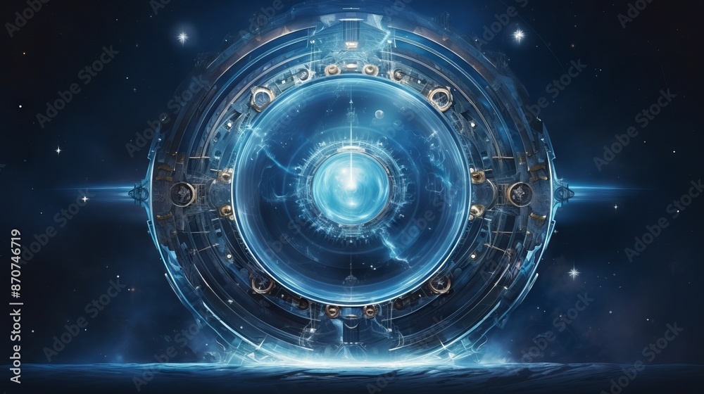A futuristic portal with glowing lights in the center. A futuristic portal with glowing lights in the center.