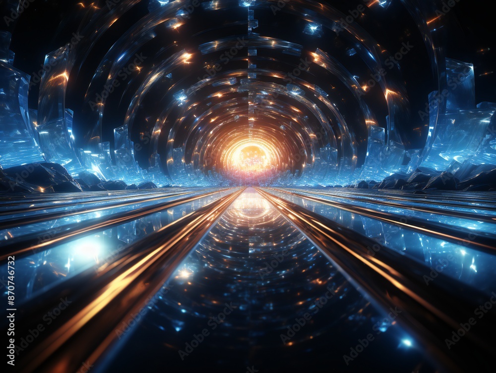 A futuristic portal with glowing lights in the center. A futuristic portal with glowing lights in the center.