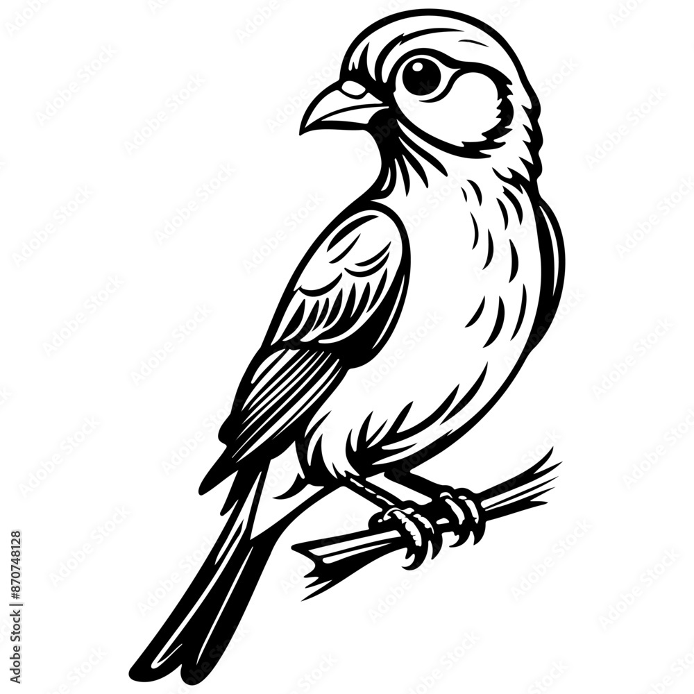 Fototapeta premium bird drawing, vector realistic outline line, transparent background