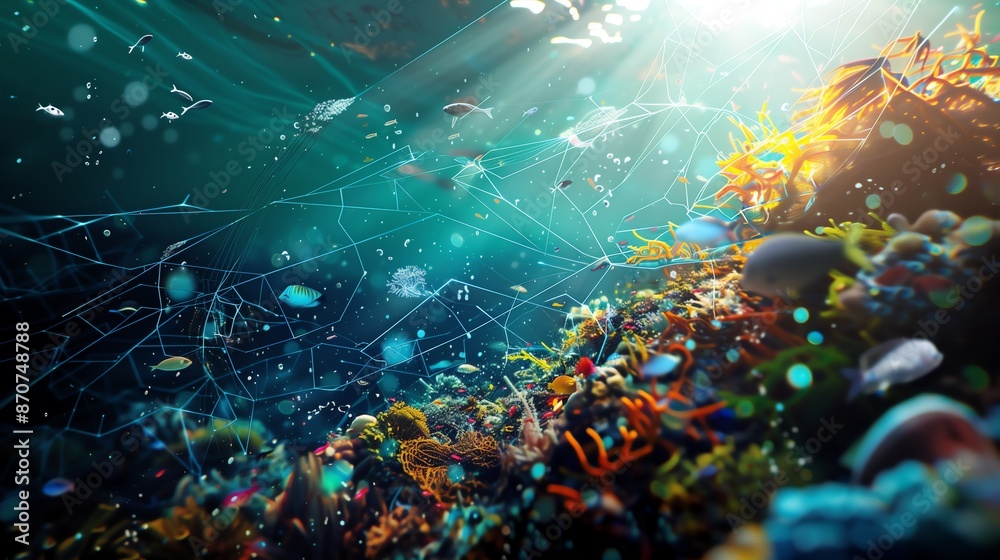 Fototapeta premium Global Efforts in Ocean Pollution Elimination: Collaborative Initiatives Visualized