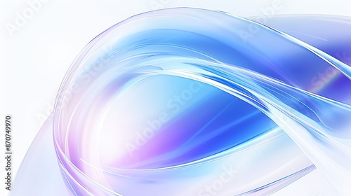 Abstract blue and white background with curved lines and a light effect creating a glass texture. A light purple gradient flows with shapes leaving white space in the center of the composition