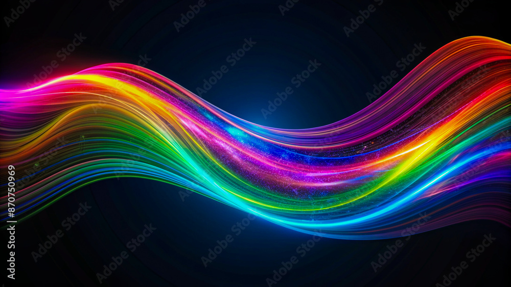 Colorful vibrant abstract light waves on a dark moody background Colorful vibrant abstract light waves on a dark moody background
