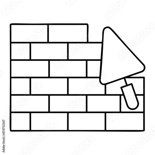 bricklayer with masonry Trowel outline concept, Wall Construction with Stonemason vector icon design, Labor Day Symbol, 1st of May Sign,  International Workersstock illustration