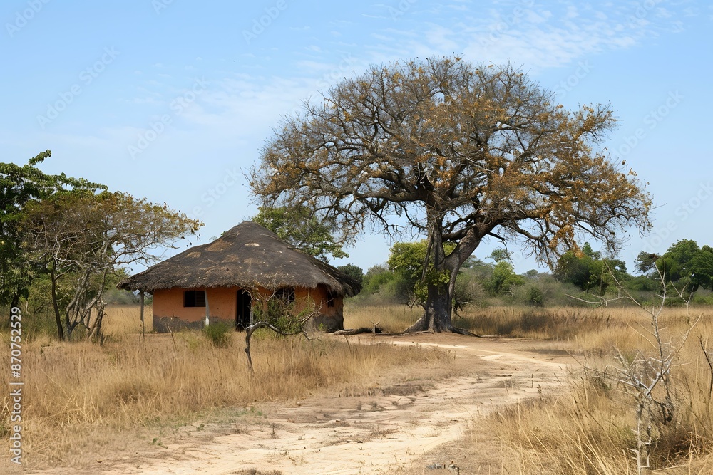 Solitary Hut in the African Savanna Solitary Hut in the African Savanna