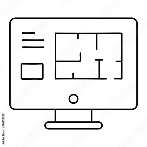 cad drawings being designed in led screen outline concept, computer-aided design and drafting vector icon design, Labor Day Symbol, 1st of May Sign,  International Workersstock illustration