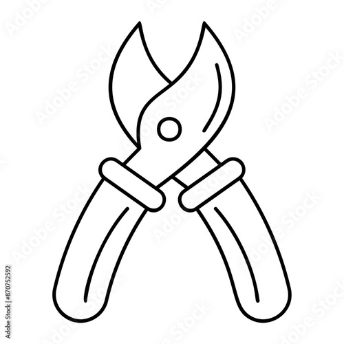 Pruning shears outline concept, secateurs or hand pruners vector icon design, Labor Day Symbol, 1st of May Sign,  International Workersstock illustration