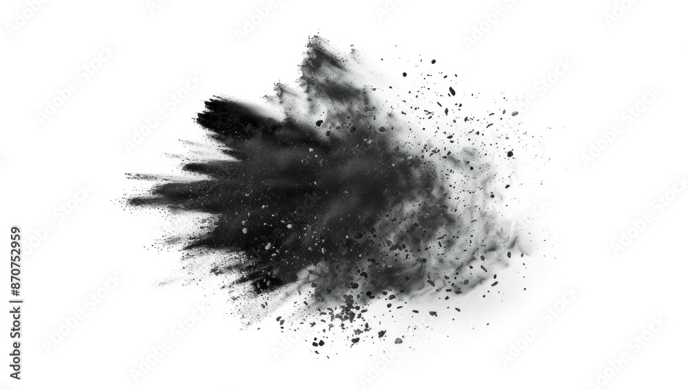 Black Powder Explosion Isolated on Transparent Background Black Powder Explosion Isolated on Transparent Background
