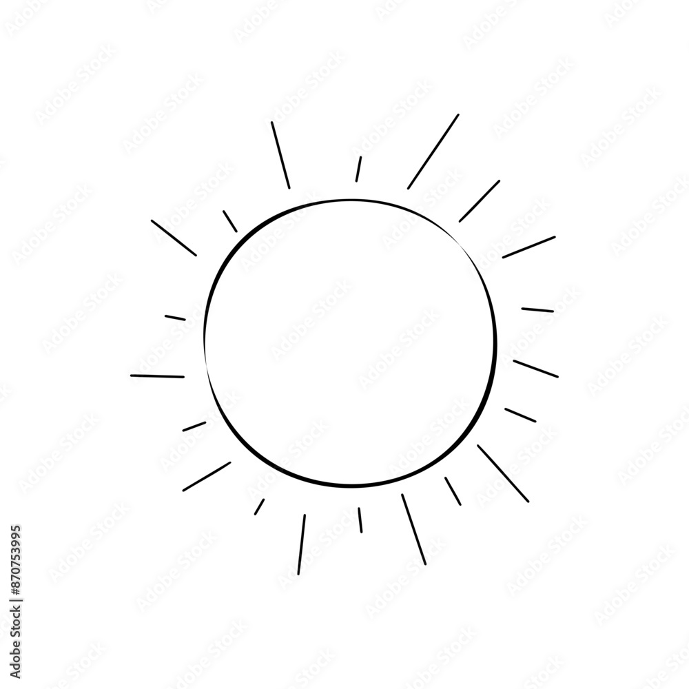 Sun in outline doodle style. Vector, solar symbol. Sun in outline doodle style. Vector, solar symbol.