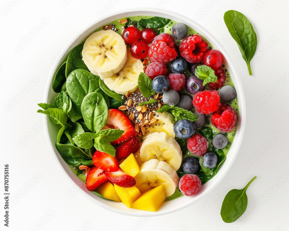 Green Smoothie | A nutrient-packed smoothie made with spinach or kale, a frozen banana, almond milk, a scoop of vegan protein powder, and a handful of berries