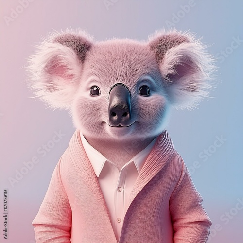 funny, cute koala wearing pink clothing photo