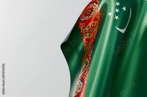 Turkmenistan Flag Copy Space design 3d Illustration Stock Image  photo