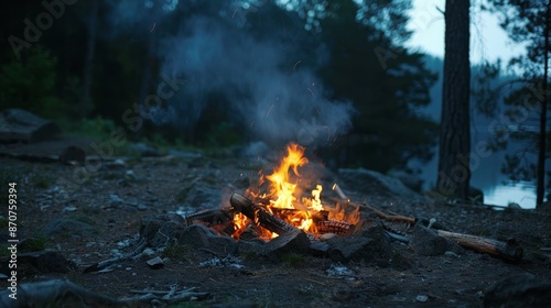 Wallpaper Mural The campfire's smoke rises into the night sky, carrying the scent of burning wood and memories of shared stories. Torontodigital.ca