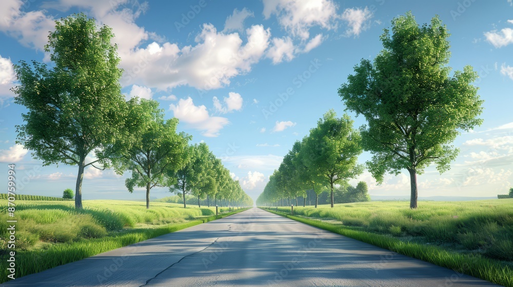 Summer Country Road With Trees Beside Concept Summer Country Road With Trees Beside Concept