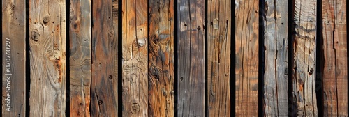 Weathered Wooden Planks Background Texture - Close-up view of weathered wooden planks with various shades of brown and grey, showcasing natural wood grain and texture. - Close-up view of weathered woo