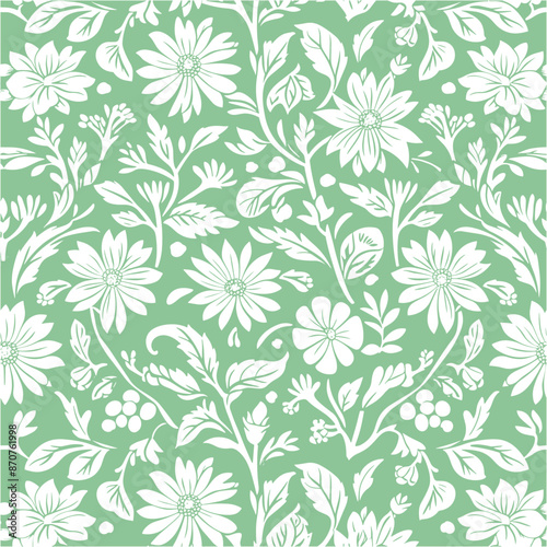 Seamless pattern with flowers and leaves. Floral pattern for wallpaper or fabric