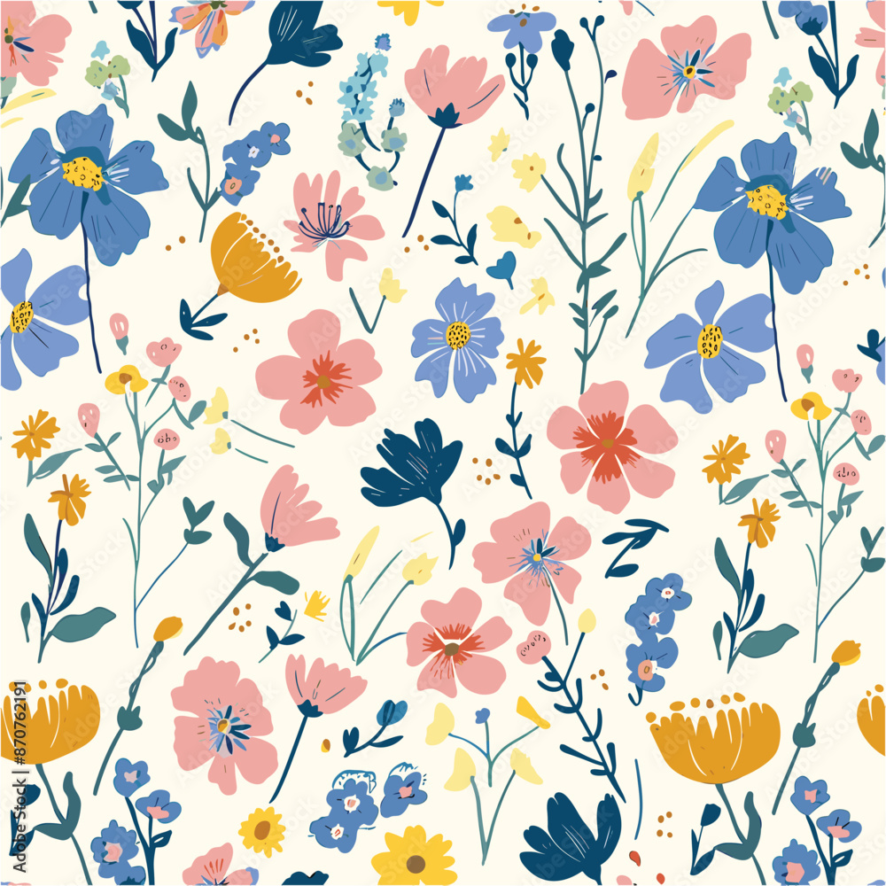 Seamless pattern with flowers and leaves. Floral pattern for wallpaper or fabric Seamless pattern with flowers and leaves. Floral pattern for wallpaper or fabric