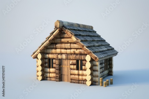 Small house made of wooden blocks Small house made of wooden blocks