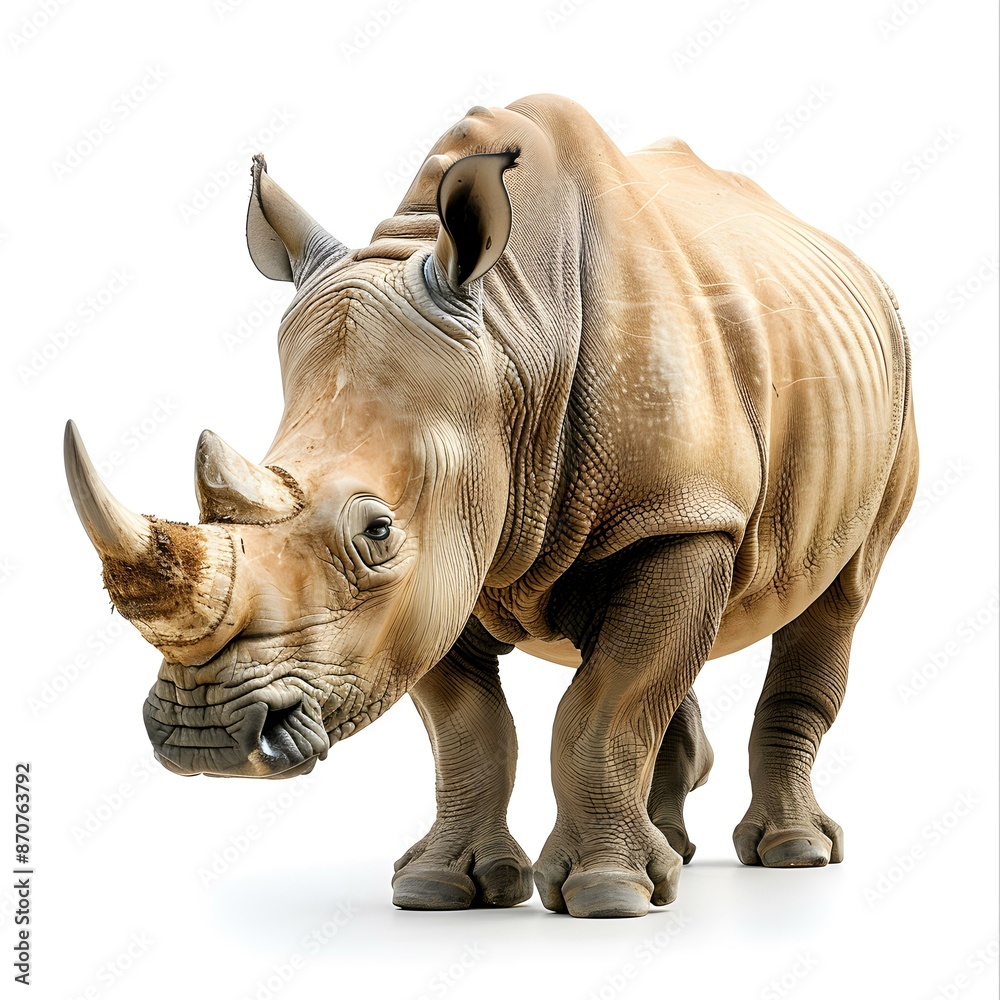 Fototapeta premium White Rhinoceros on White Background
