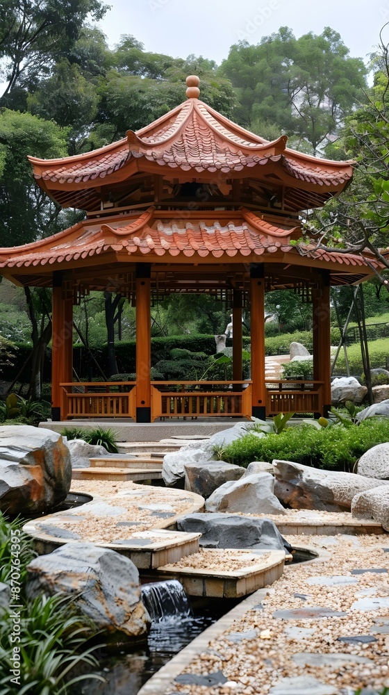 chinese style pavilion in the park