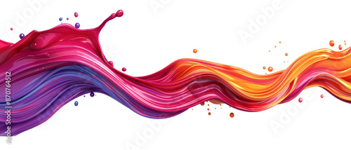 Vibrant Abstract Colorful Paint Splash Wave on Transparent Background