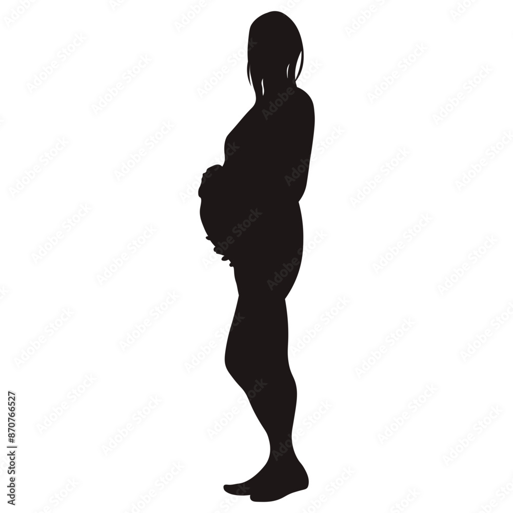 Pregnant woman silhouette. Pregnant woman black icon on white background Pregnant woman silhouette. Pregnant woman black icon on white background