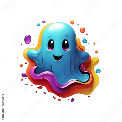 a ghost hovers, enveloped by swirling, vibrant colors