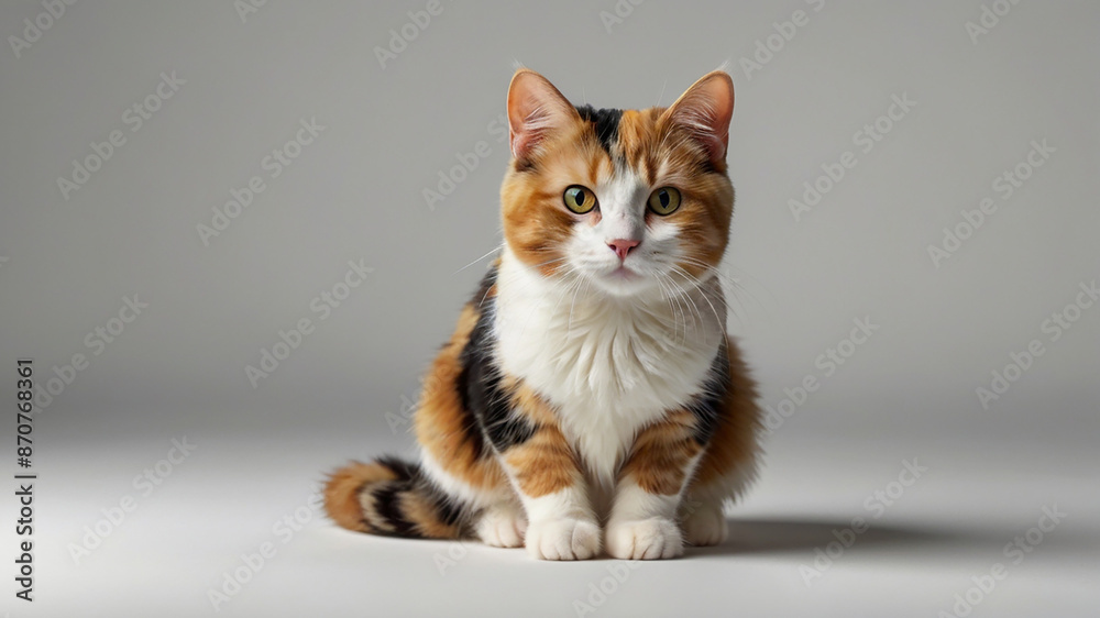 A image of cute calico cat with white background A image of cute calico cat with white background