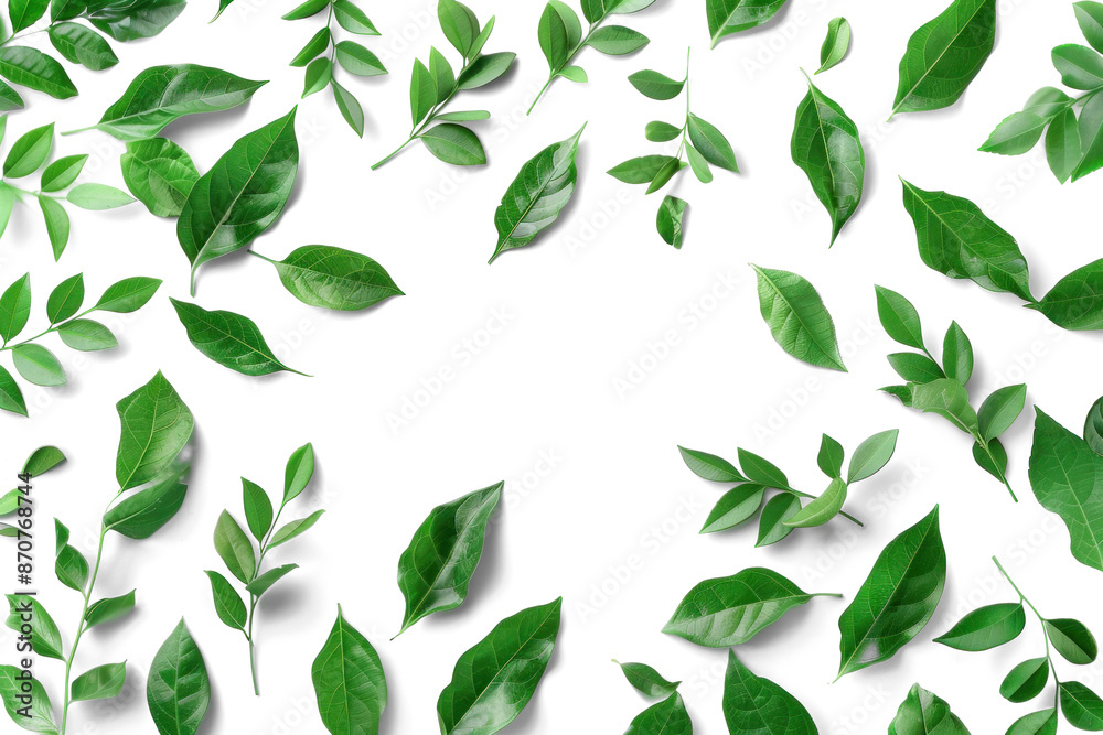Various green leaves on a transparent background Various green leaves on a transparent background