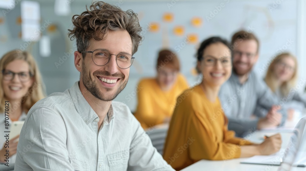 A super sharp image of a happy and diverse group of office workers A super sharp image of a happy and diverse group of office workers