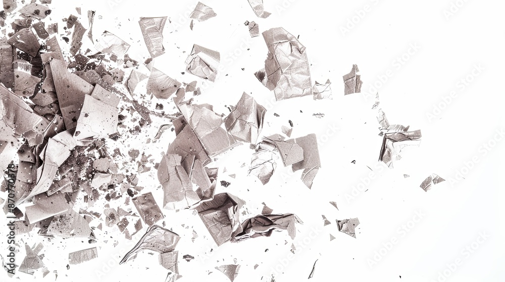 Fototapeta premium Pieces of crumpled paper are isolated on a white background.
