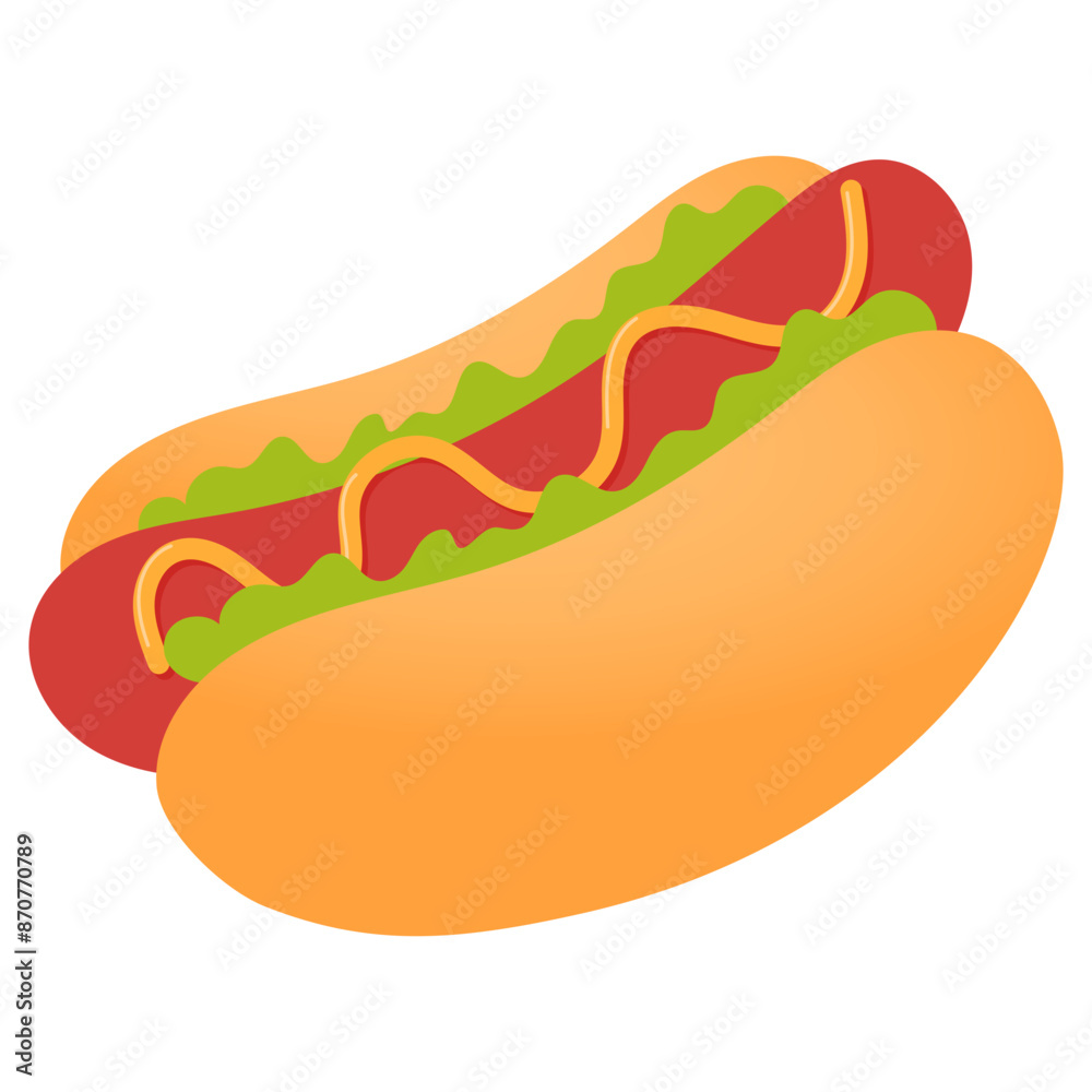 hot dog with ketchup and mustard with sandwich bun illustration hot dog with ketchup and mustard with sandwich bun illustration