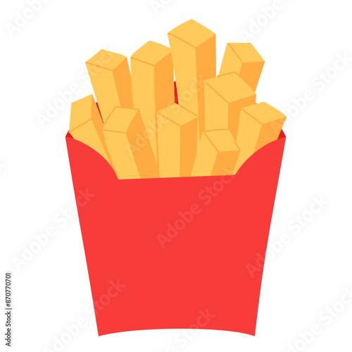 fries in red box illustration 