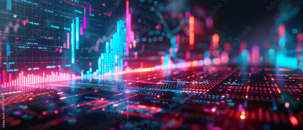 Obraz premium Abstract background for futuristic technology data analytics, featuring light and dark contrast.