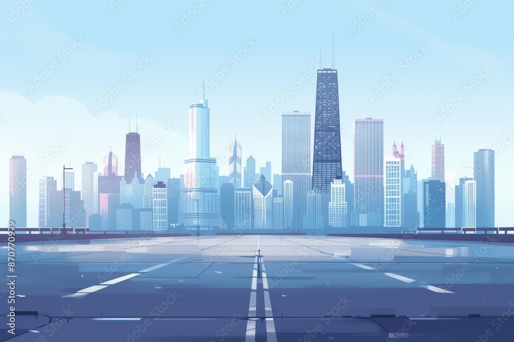 urban cityscape with tall skyscraper on sunny day great for business materials