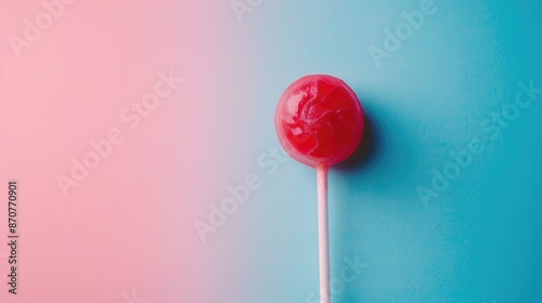 Vibrant lollipop in minimal flat lay concept